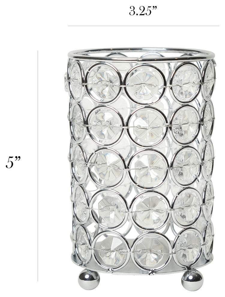 Elipse Crystal Decorative Flower Vase, 5", Chrome