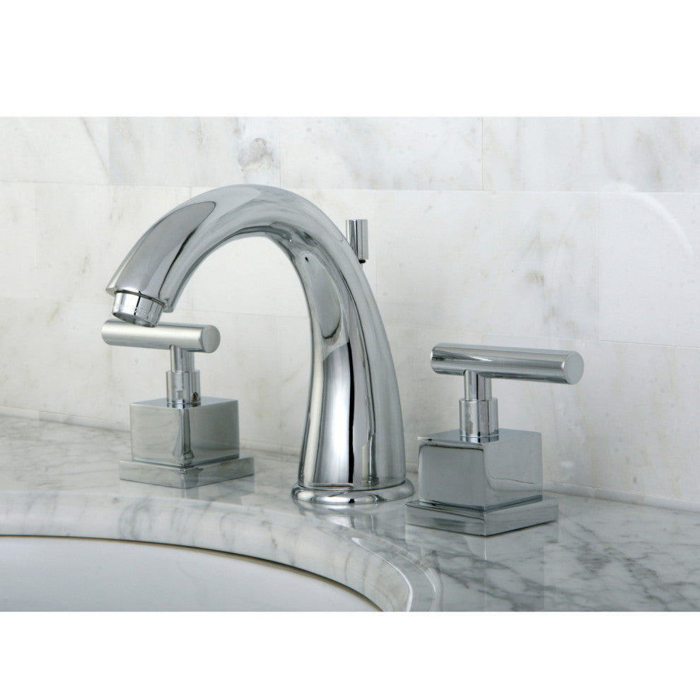 Kingston Brass Widespread Bathroom Faucet With Brass Pop-Up, Polished Chrome