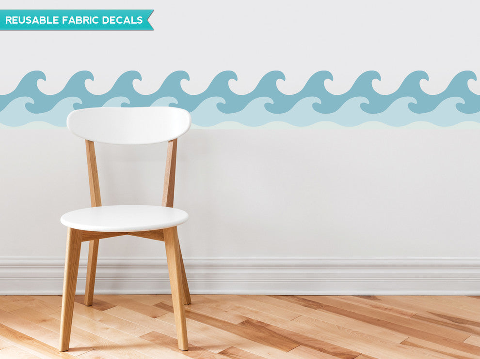 Wave Wall Border Fabric Wall Decal, Set of 2, 24"x7.8" Sections