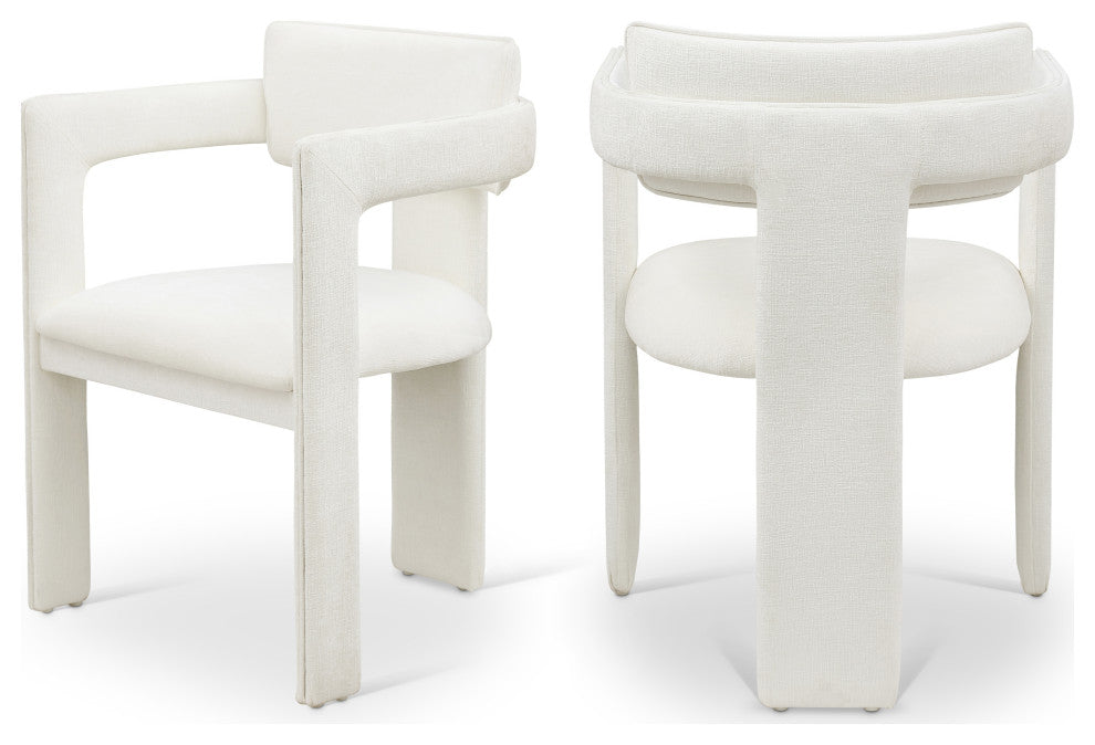 Brenda Upholstered Dining Chair, Cream, Chenille Fabric, Set of 2