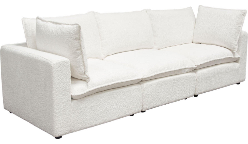 Ivy 3-Piece Modular Sofa in White Faux Shearling by Diamond Sofa