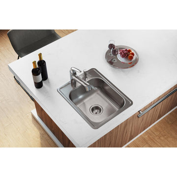 D11721 Dayton Stainless Steel 17" x 21-1/4" Drop-in Bar Sink, 2 Holes