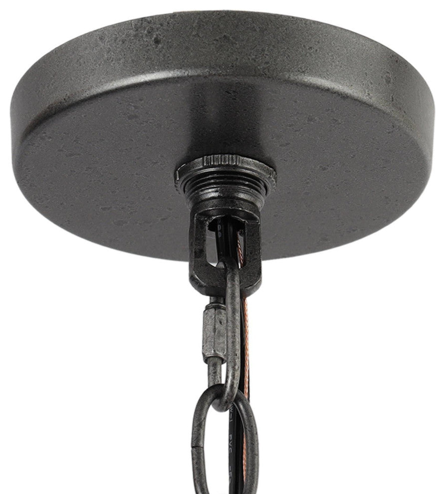 LNC Distressed Farmhouse Drum Cage Chandelier, Black, 4 Lights