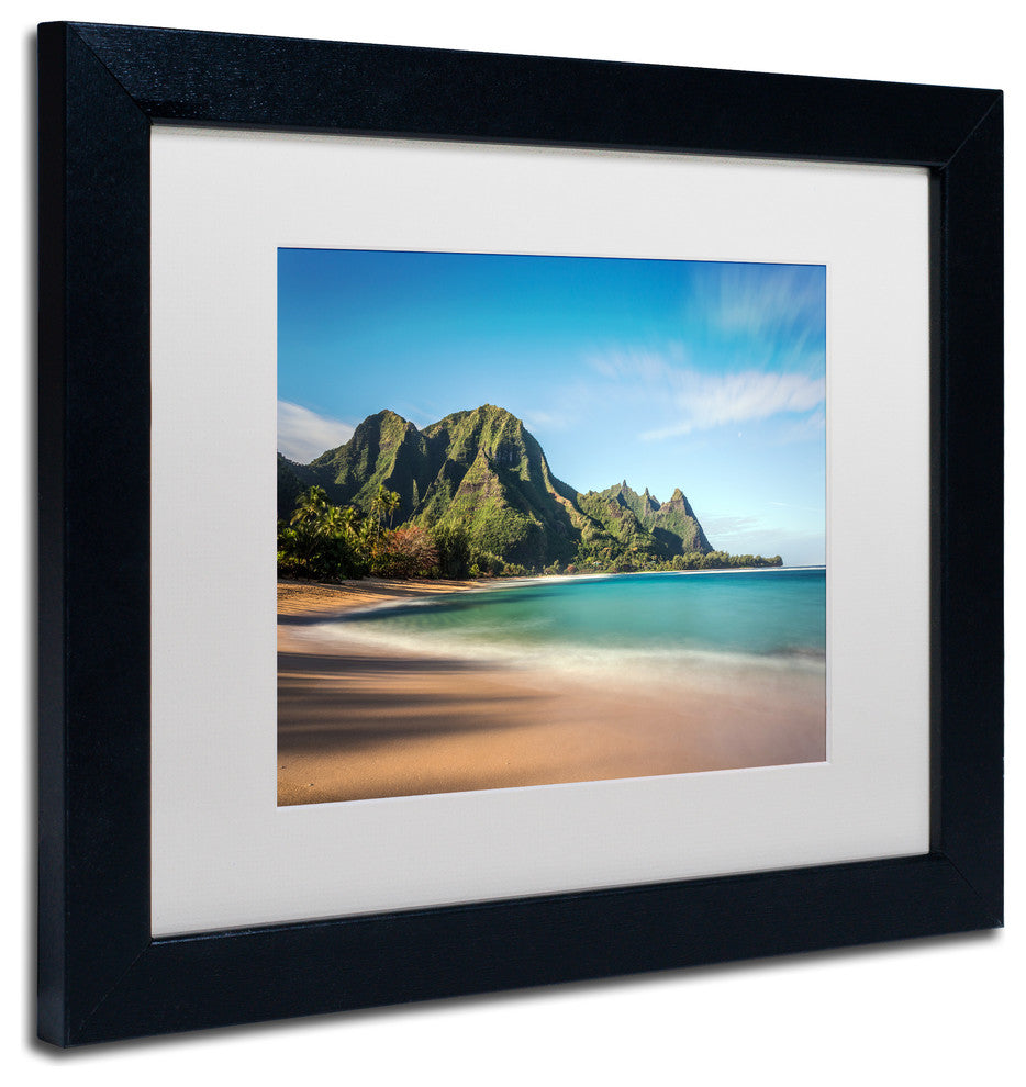 Pierre Leclerc 'Makua Beach Kauai' Matted Framed Art, Black Frame, White, 14x11