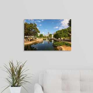 "Charlotte Skyline and Fountain" Wrapped Canvas Art Print, 24"x16"x1.5"