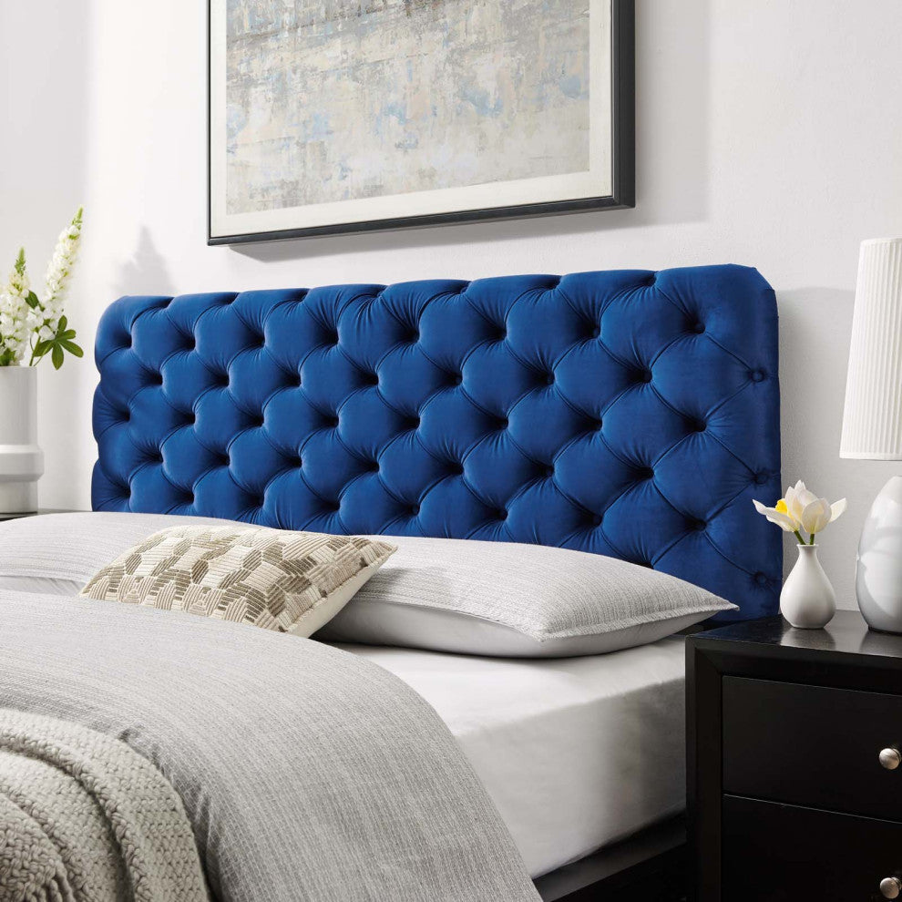 Lizzy Tufted Twin Performance Velvet Headboard Navy
