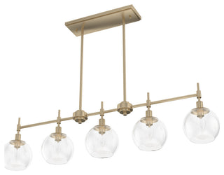Xidane Alturas Gold, Clear Glass 5 Light Linear Chandelier Light