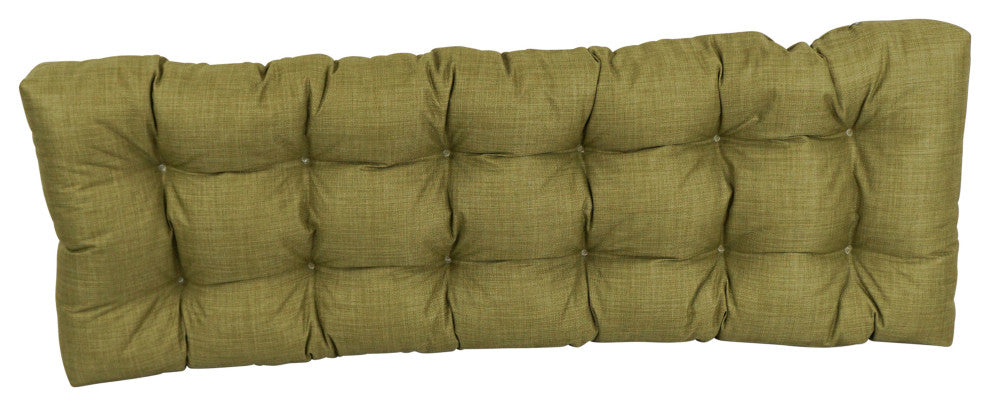 55"x19" Tufted Solid Outdoor Spun Polyester Loveseat Cushion Green