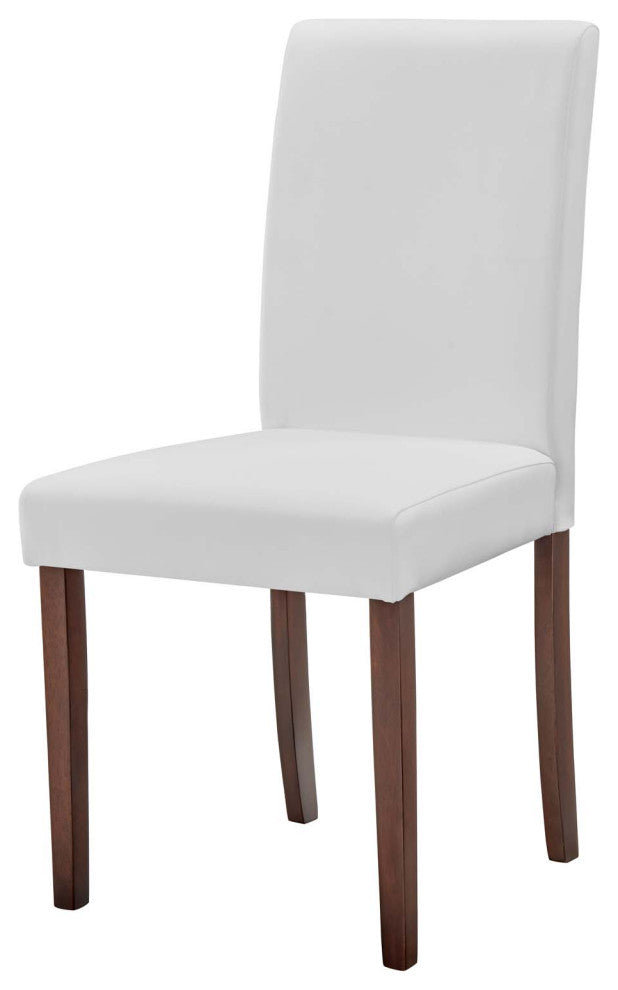 Side Dining Chair, Set of 2, Faux Leather, Wood, White, Cafe Bistro Restaurant