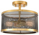 Brass Flush Mount Ceiling Light  Drum Metal Shade