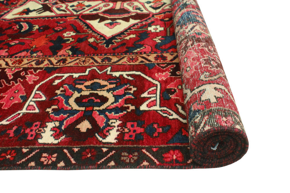 Fine Vintage Distressed Zaid Red/Ivory Rug, 9'5 x 12'9