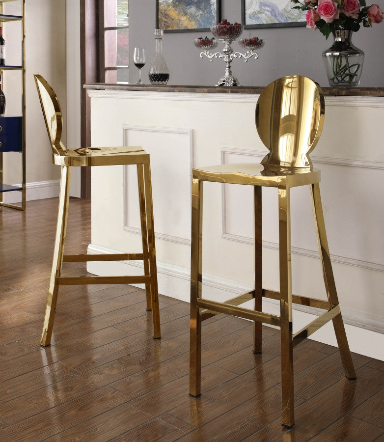 Maddox Kitchen Bar Stool, Gold Stainless Steel