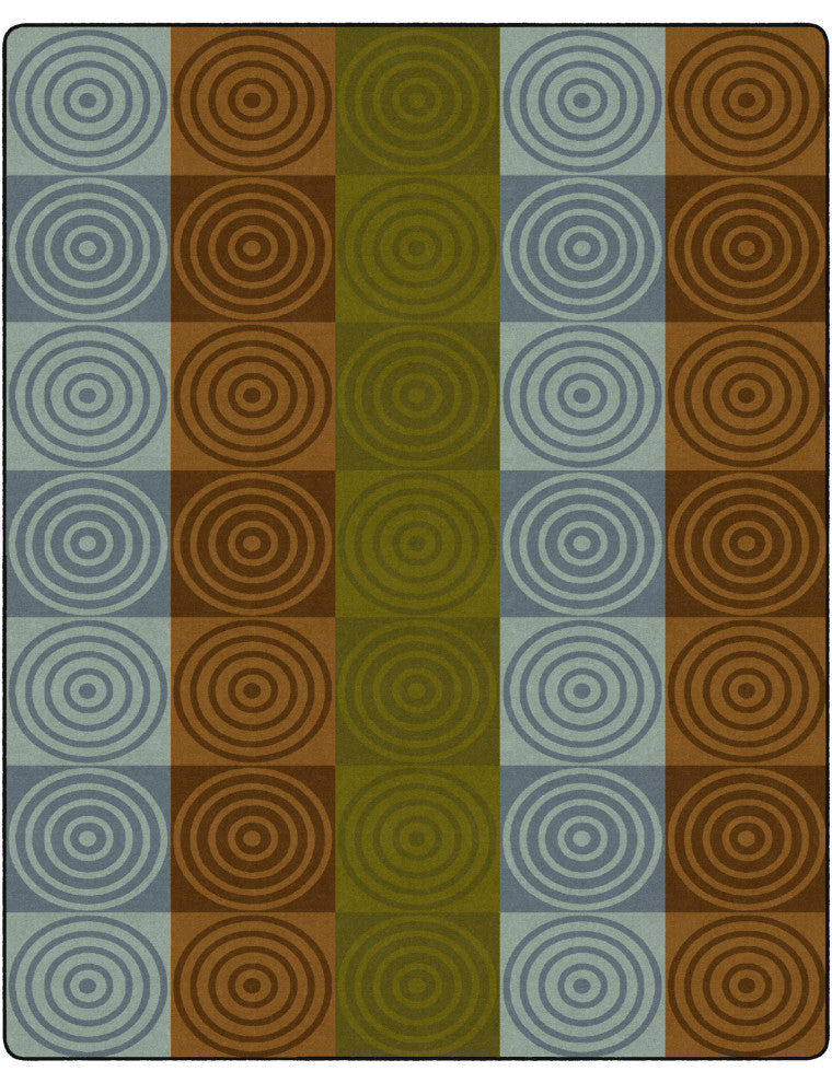Flagship Carpets FA1305-58FS 10' 6"x13' 2" Bullseye Blocks Earth Tone Rug