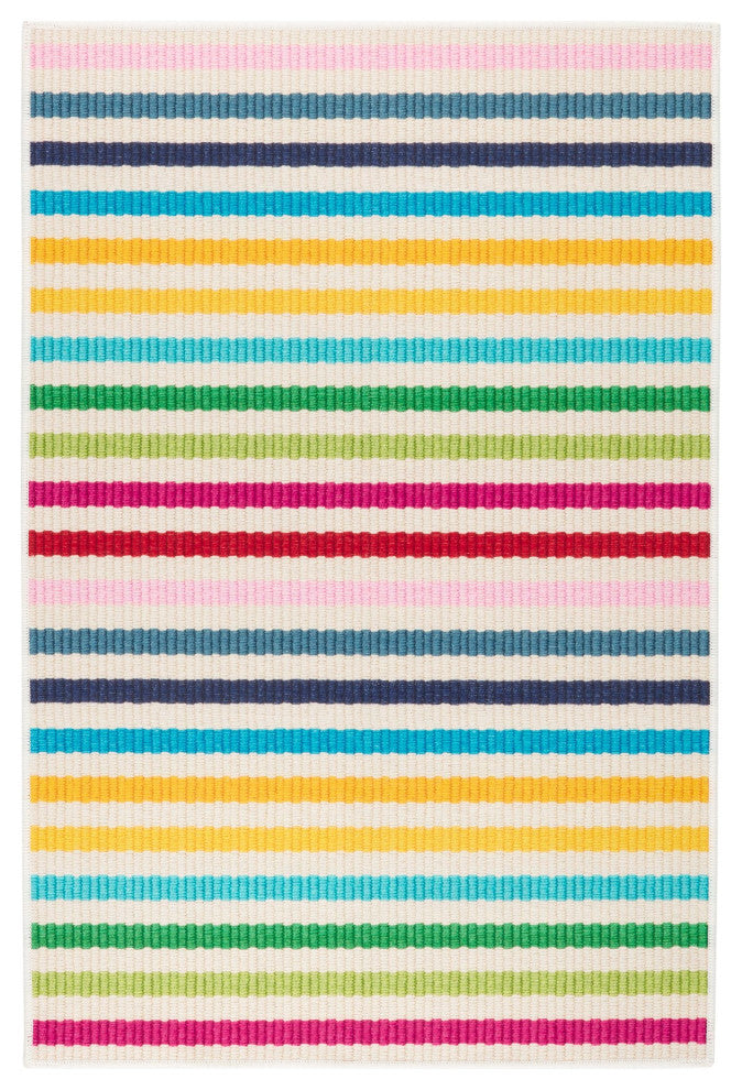 Dash & Albert Rainbow Stripe Multi Machine Washable Rug, Multi, Runner-2'6" x 8'
