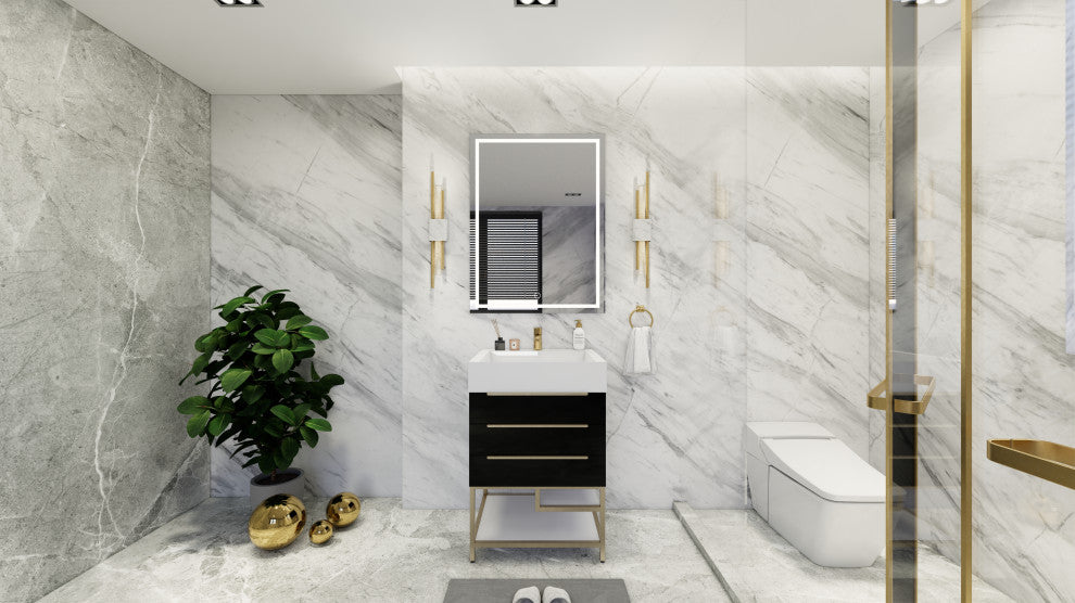 Madison 24" Freestanding Vanity with Reinforced Acrylic Sink, High Gloss Black