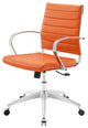 Computer Work Desk Chair, Faux Leather, Orange, Modern, Home Business Office