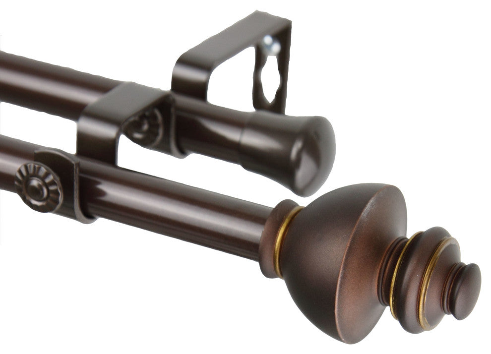 Madalena 13/16 inch Double Corner Window Curtain Rod, Cocoa, 48-84"