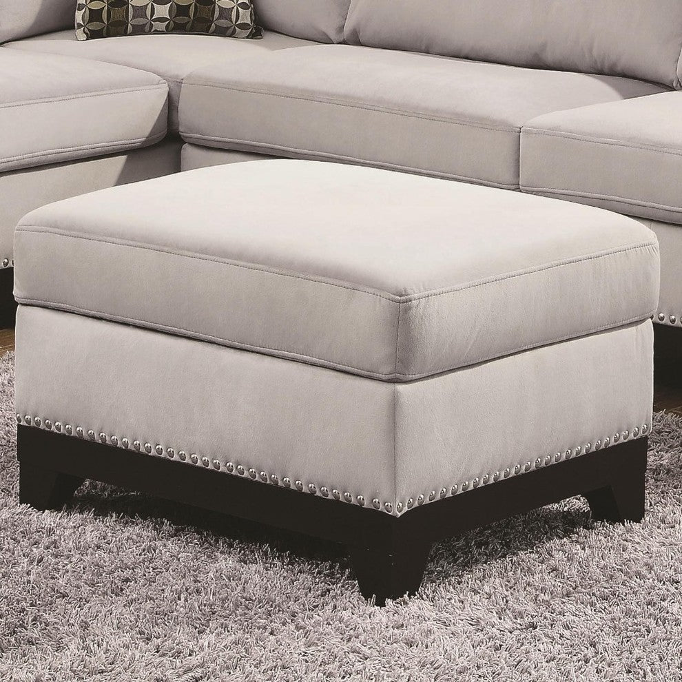 Velveteen Storage Ottoman, Gray