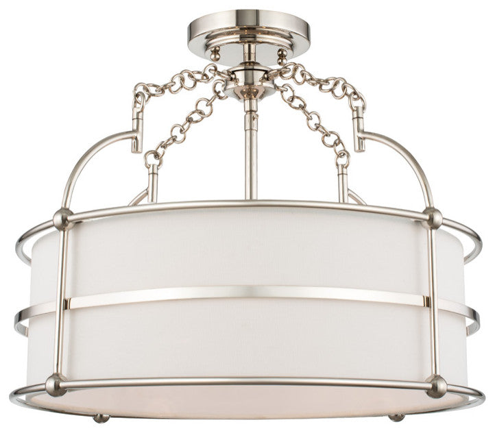 Carson 18x16" 5-Light Casual Luxury Pendant, Polished Nickel