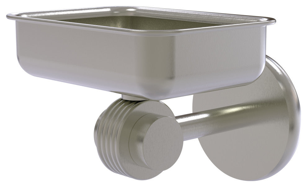 Satellite Orbit Two Wall Mount Soap Dish With Groovy Accents, Satin Nickel