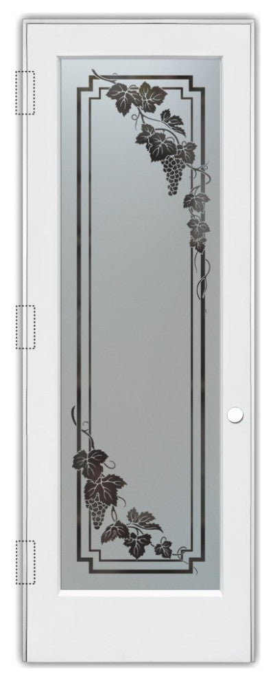 Pantry Door - Vineyard Grapes Cascade - Primed - 30" x 84" - Knob on Right -...