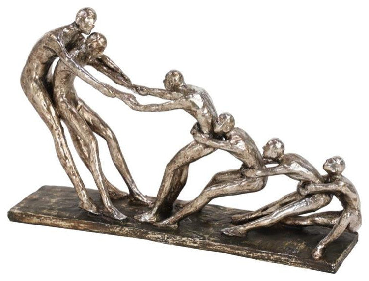 Silver Modern People Sculpture, 11"x15"H
