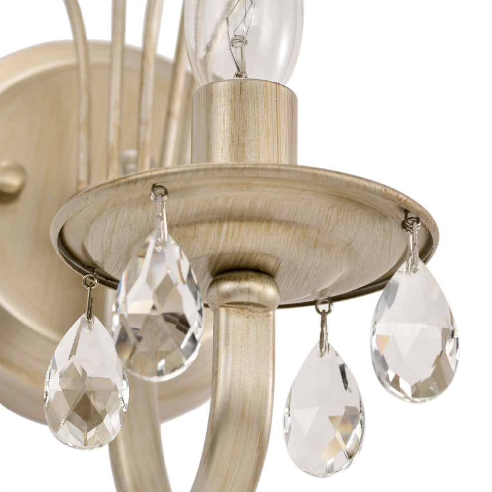 Zelda 1 Light Champagne Daisy Flower Glass Crystal Wall Sconce