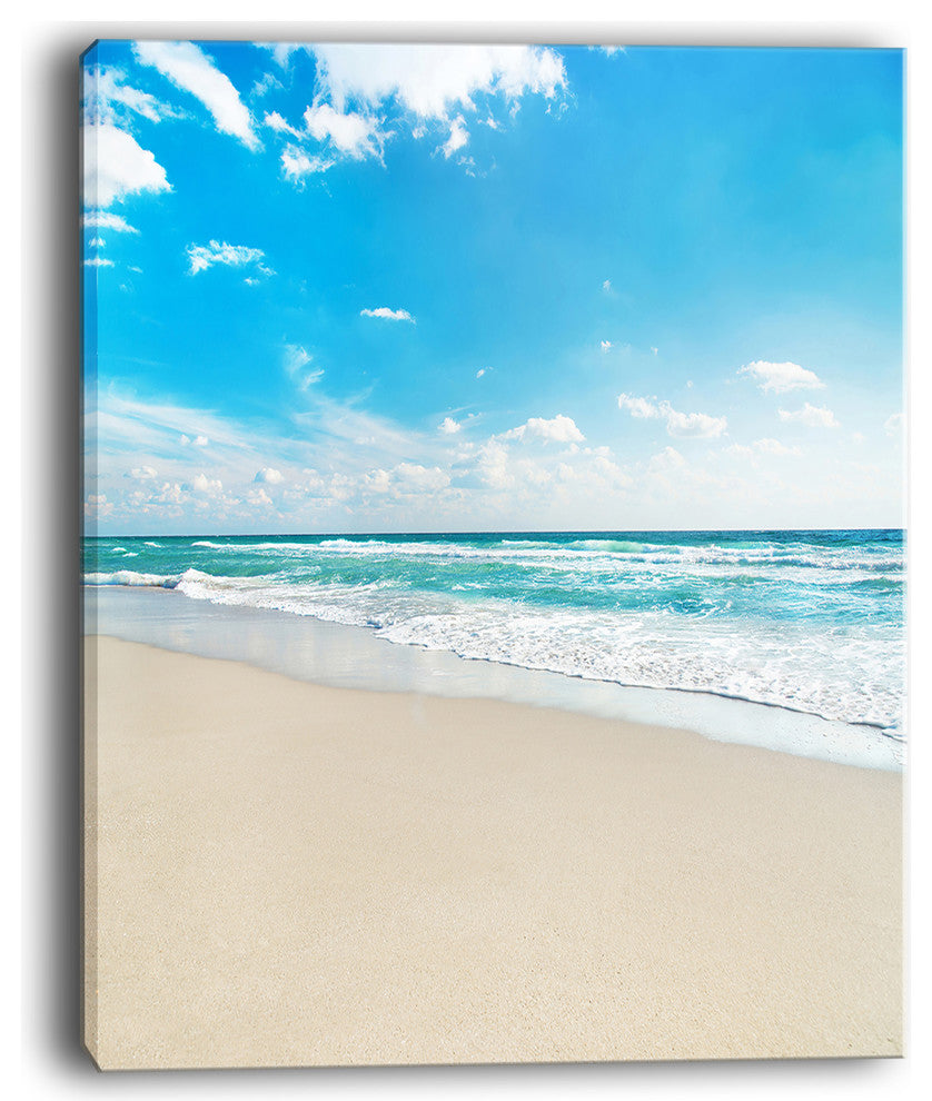 "Sea Beach Against Wave Foaming" Seascape Wall Art, 12"x20"