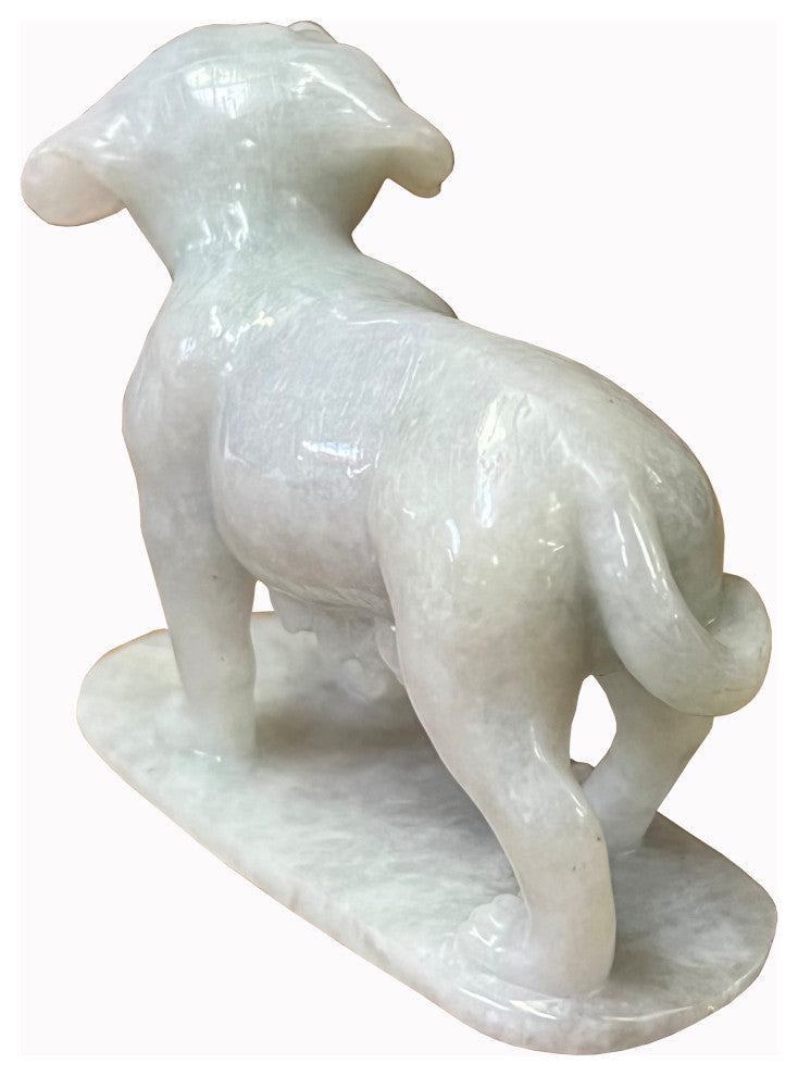 Chinese White Jade Color Stone Puppy Dog Display Figure Hws2389