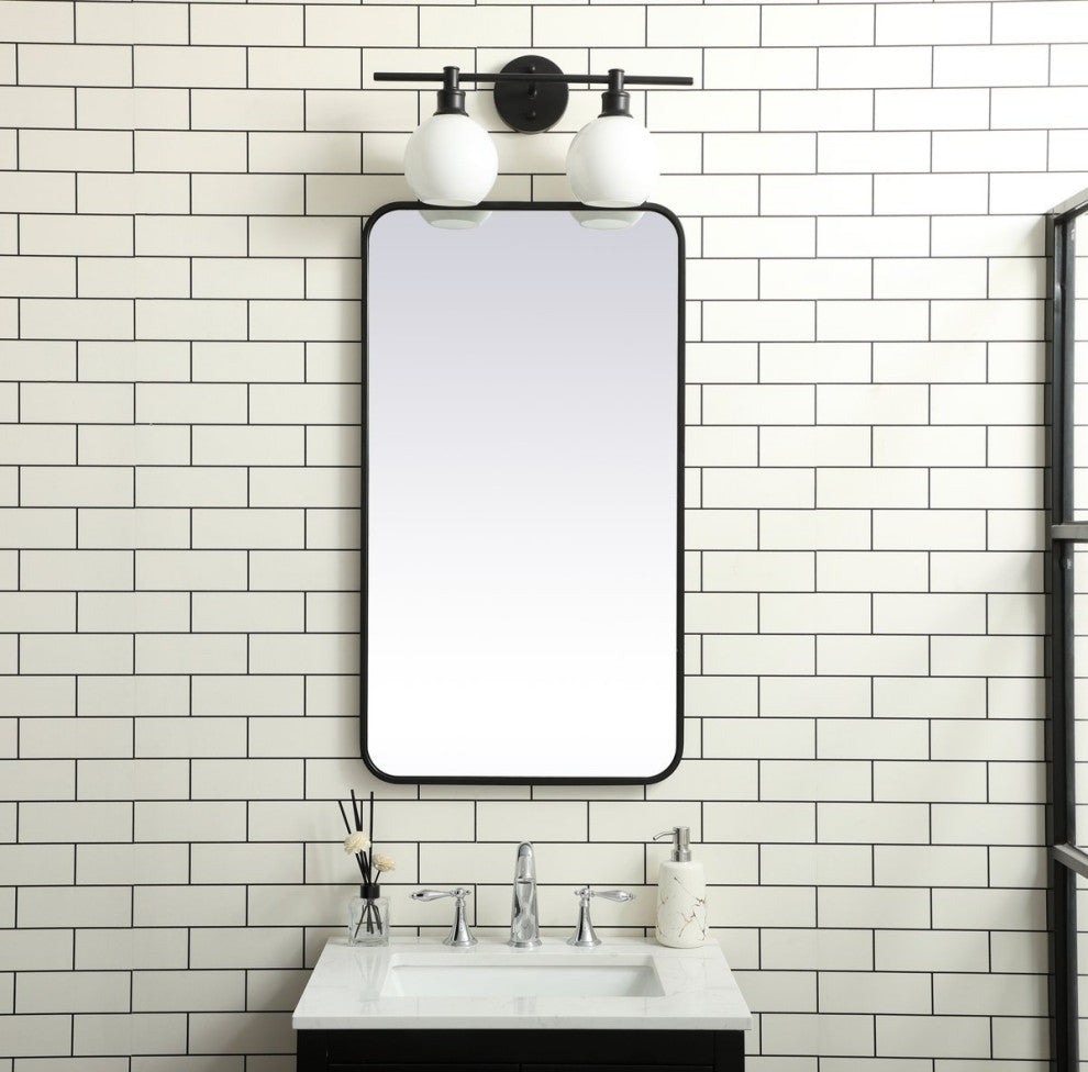 Ellis Soft Corner Metal Rectangular Mirror, Black, 20"x36"