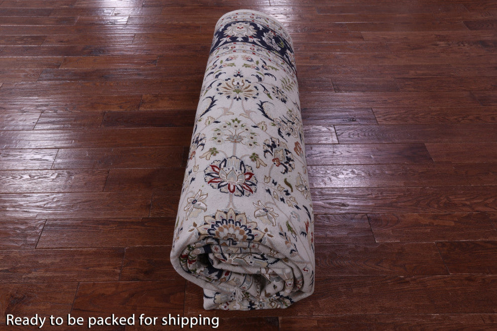 Hand-Knotted Persian Nain Wool & Silk Rug 9' 0" X 12' 5" - Q14747
