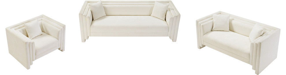 Everett Upholstered Chair, Cream, Chenille Fabric