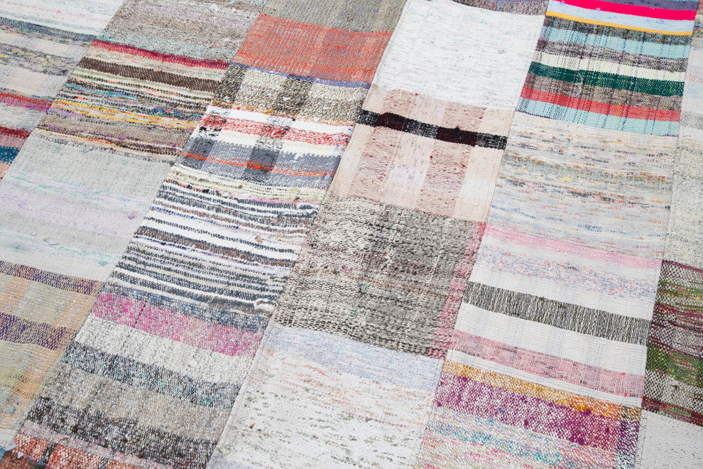 Rug N Carpet - Handmade Oriental 7' 11'' x 11' 9'' Rustic Patchwork Kilim Rug