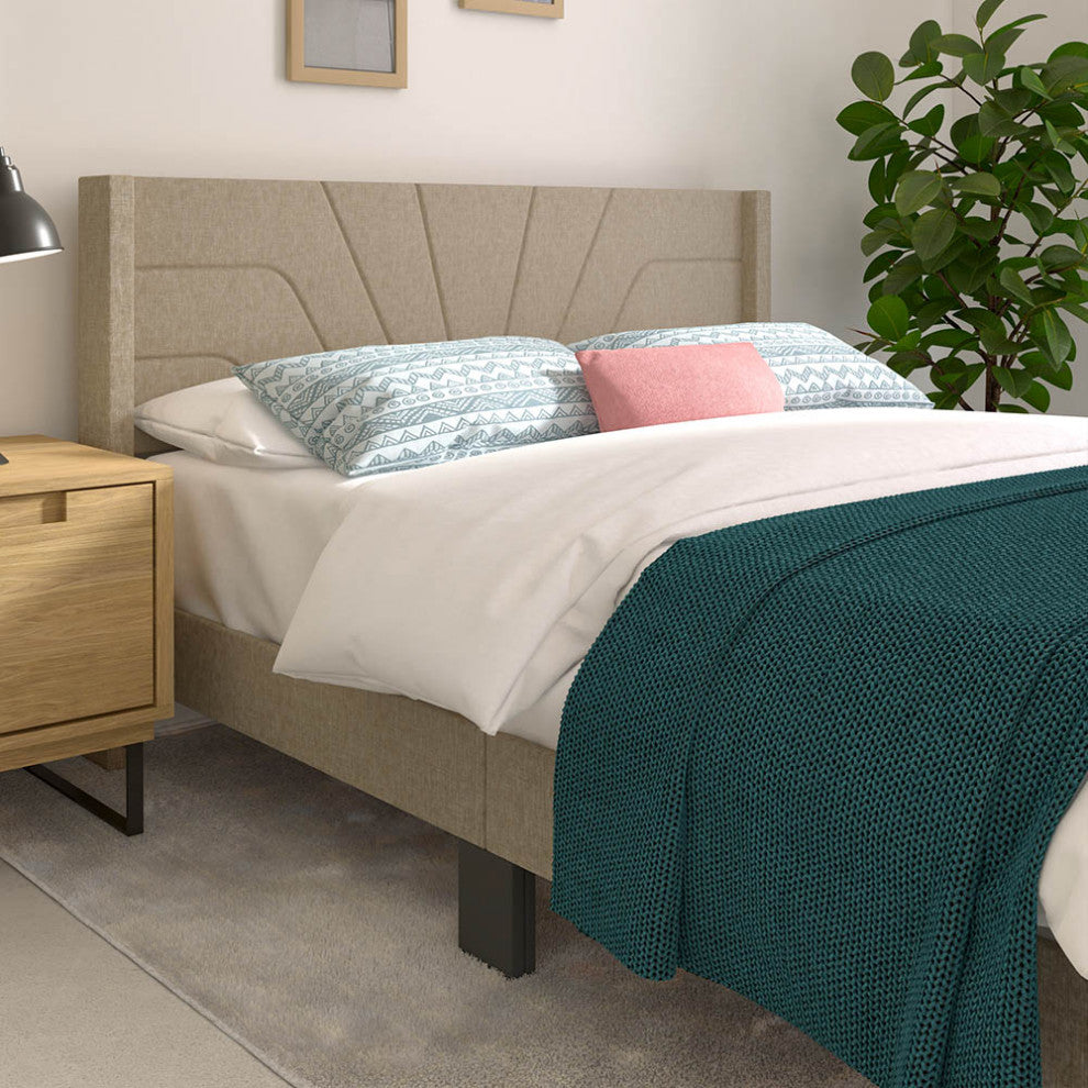 Lindon Deco Modern Uphostered Queen Bed in a Box, Desert Brown