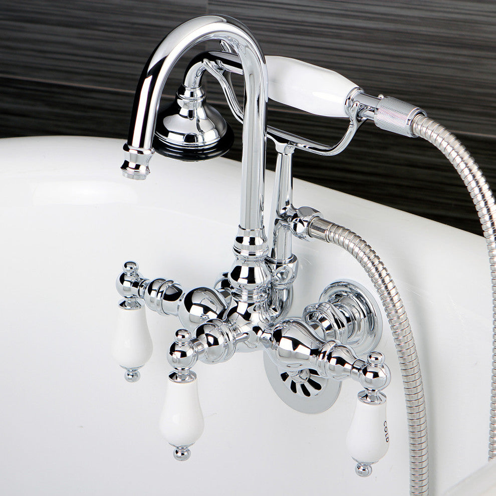 Kingston Brass Wall Mount Clawfoot Tub Faucet, Polished Chrome