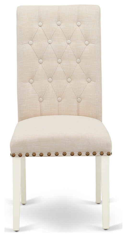 3Pc Dinette Set, Nail Head Chairs, Butterfly Leaf Table, Linen White