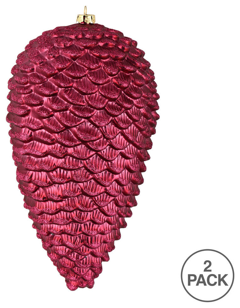 Vickerman N187321D 10" Berry Red Matte Glitter Pinecone Christmas Ornament