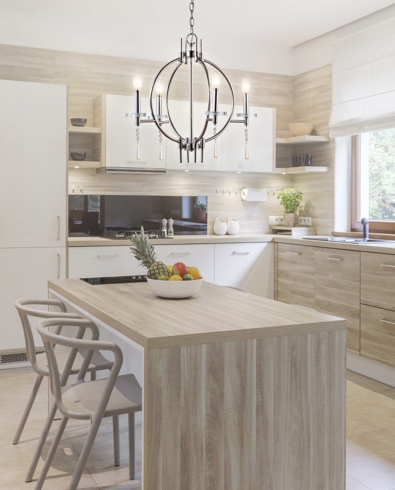 Laura 23" Crystal, Metal LED Pendant, Chrome