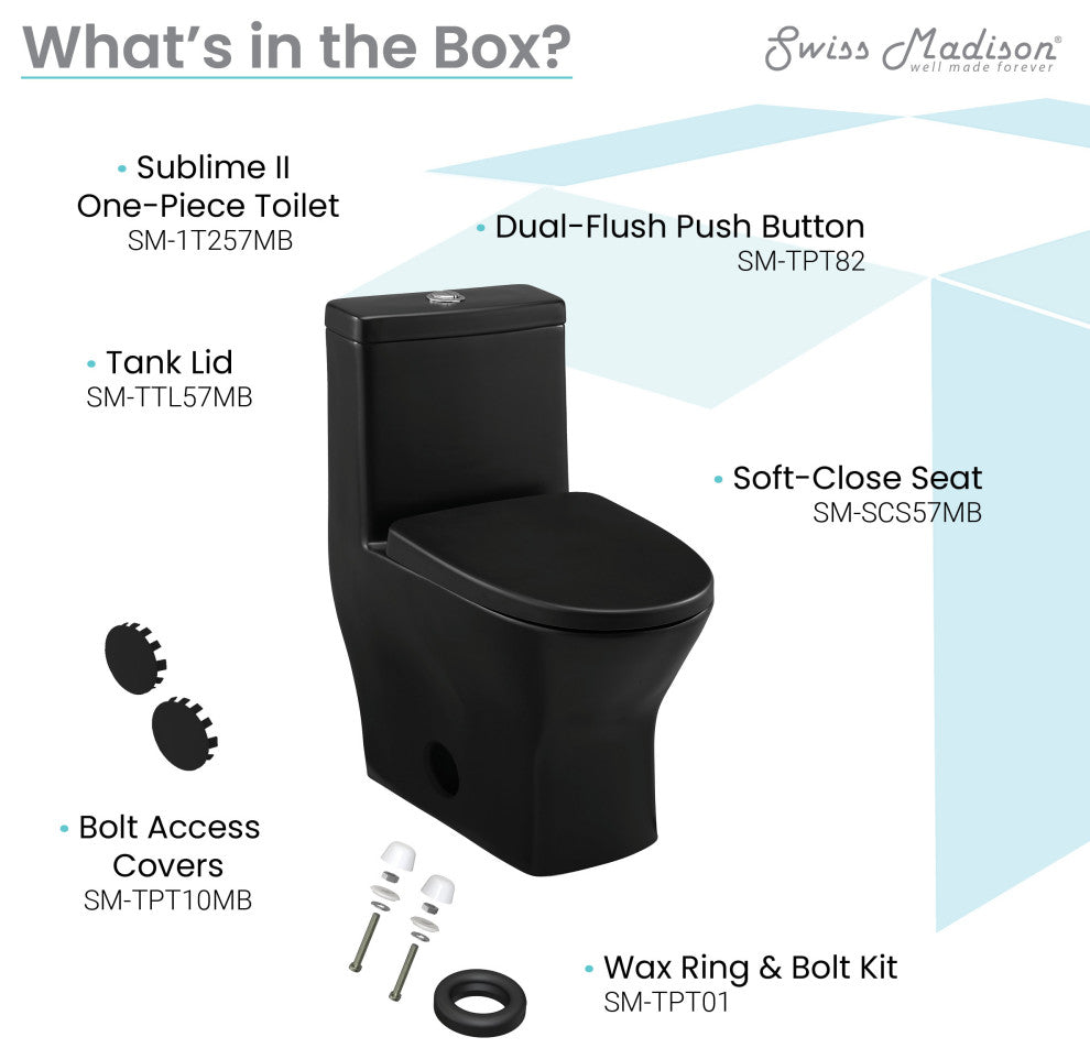 Sublime II Compact One-Piece Toilet, Dual Flush 0.8/1.28 GPF, Matte Black