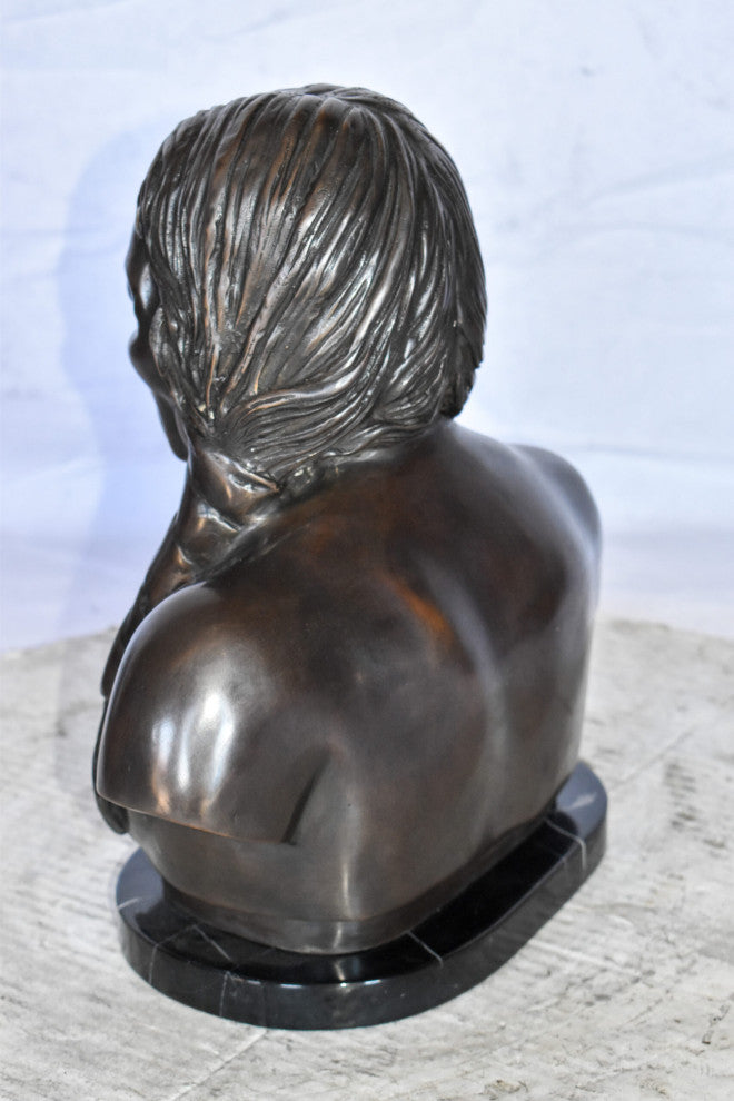 Bust Of Native American Indian Brave Bronze State Size: 12" x 7" x 14"H
