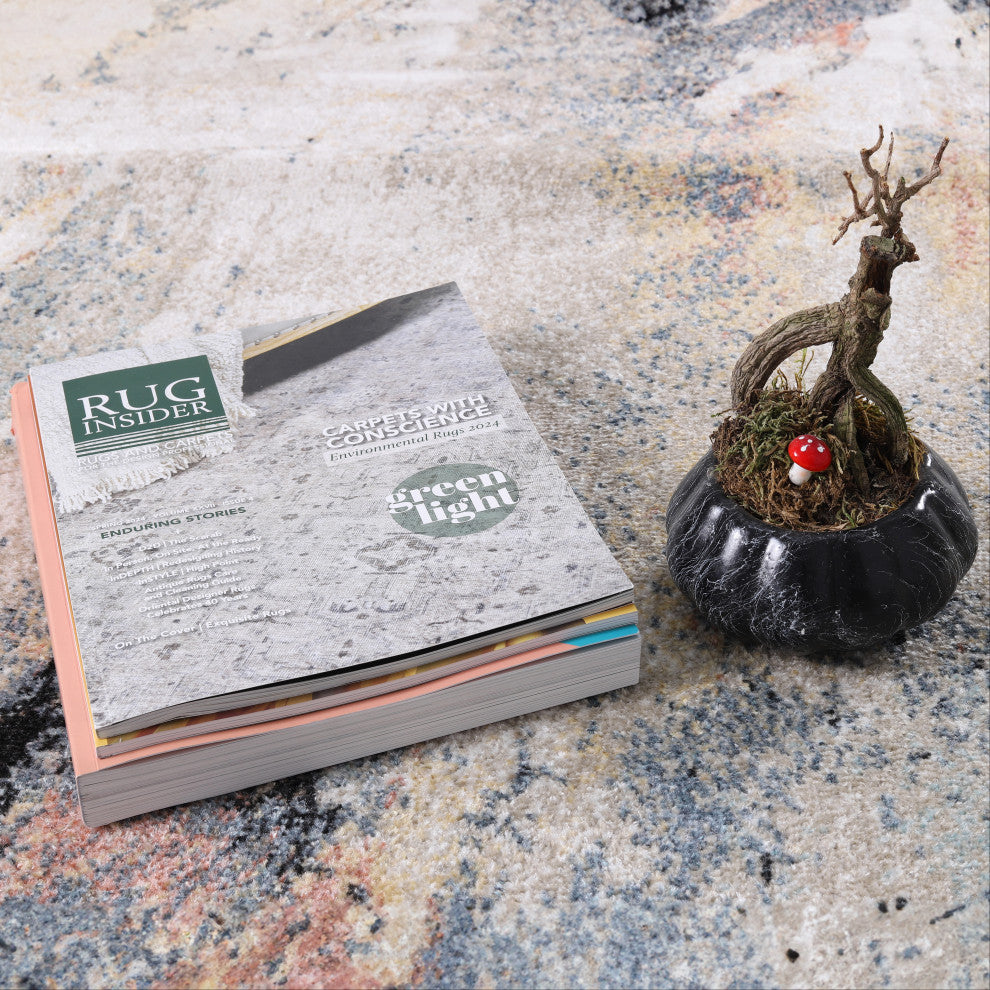 Machine Washable Avery Ivory/Blue Rug