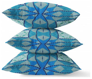 18" Aqua Sky Blue Cosmic Circle Boho Suede Throw Pillow