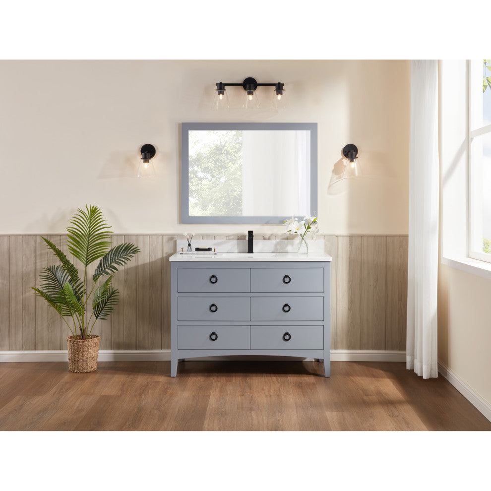 Legion Furniture WS2518 Series Bathroom Sink Vanity, Cadet, 48", Artificial Stone Top, Single Sink