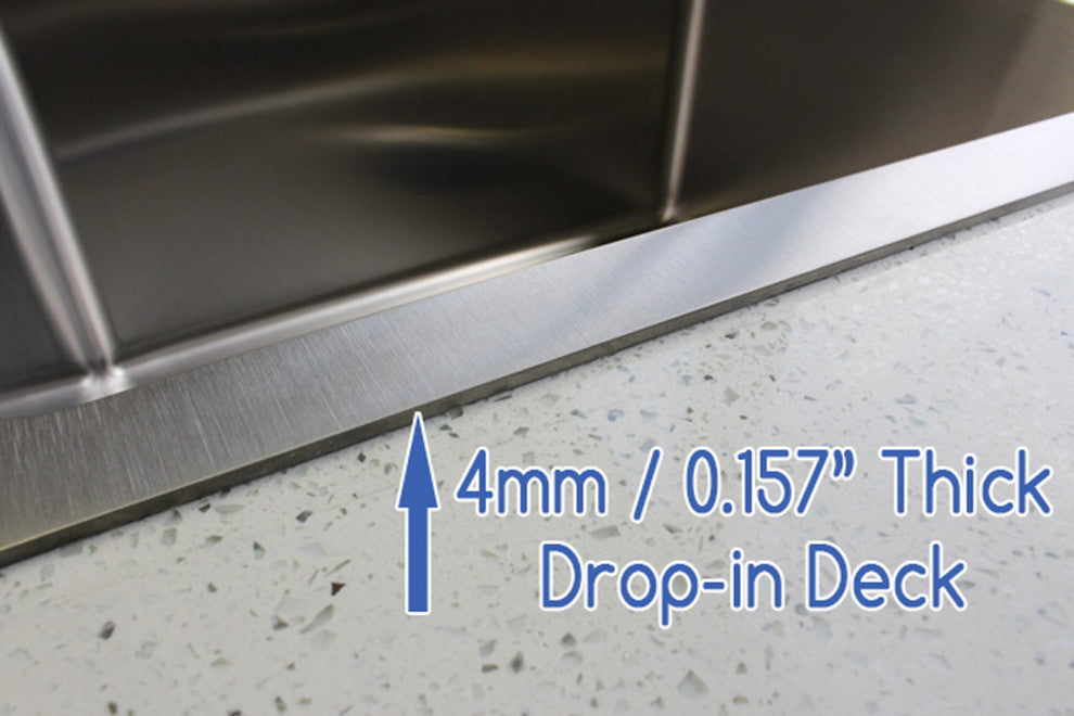 36" Topmount 16 Gauge 60/40Double Bowl, Sink With Faucet and Strainer