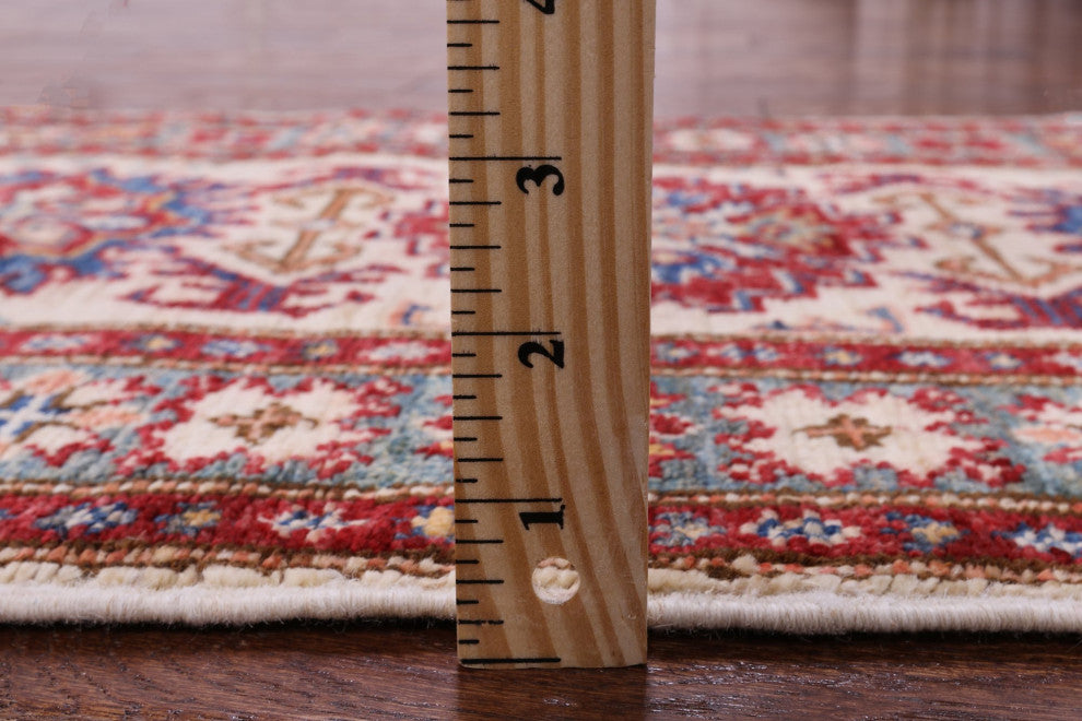 Geometric Super Kazak Hand Knotted Rug 1' 11" X 3' 1" Q10287