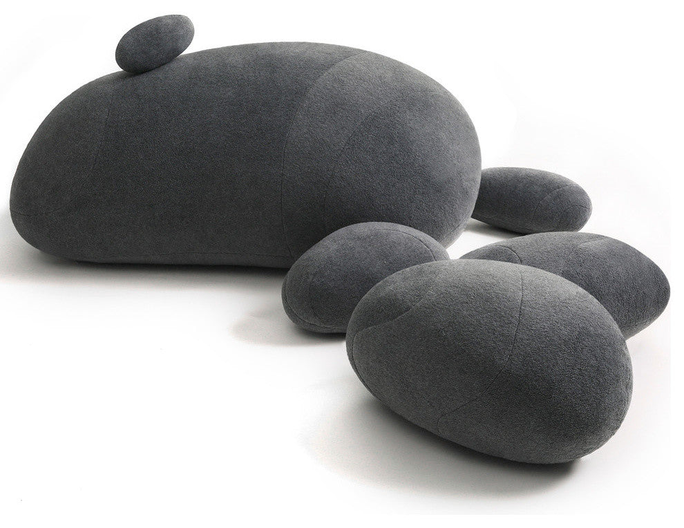 6-Piece  Pebble Stone Rock Pillows Dark Gray
