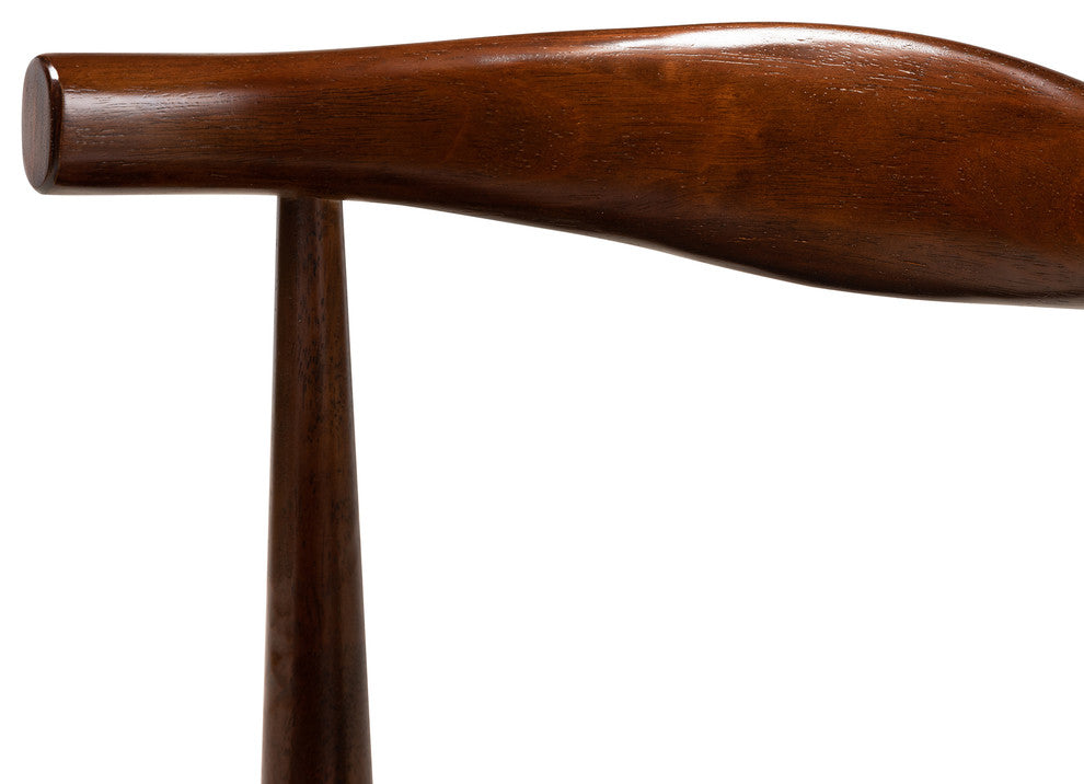 Eira Mid-Century Modern Black Faux Leather Walnut Wood Dining Chairs, Set of 2
