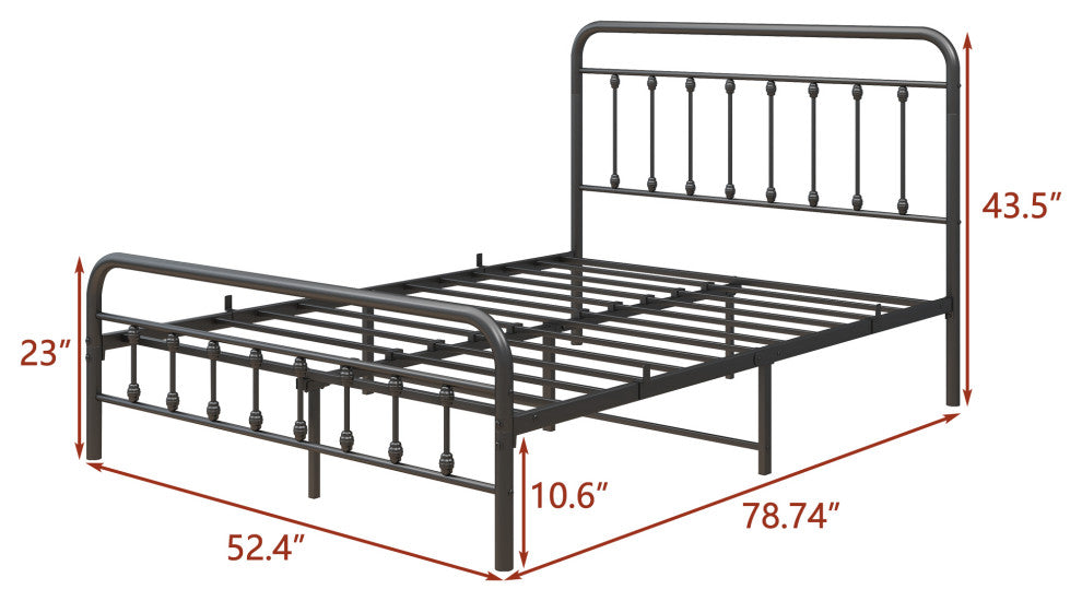 Gewnee FULL Metal Platform Bed Frame with Headboard