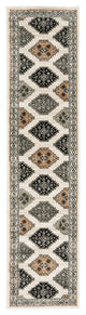 2' X 8' Abstract Ivory And Gray Geometric Indoor Runner Rug