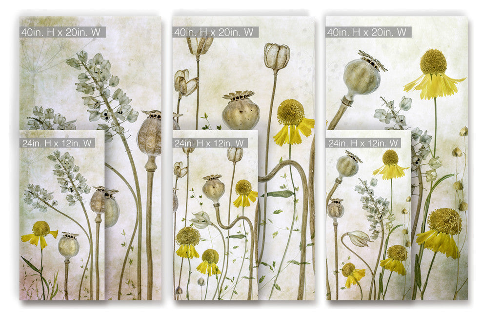 Ready2HangArt 'Poppies and Helenium' 3-Piece Canvas Wall Decor Set, 60"x40"